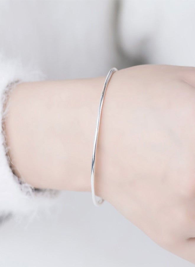 Merdia 925 Sterling Silver Bangle Bracelet Stackable Bangles for Women | Polished Bangle Bracelet | 925 Sterling Silver Bracelets for Women - Image 4